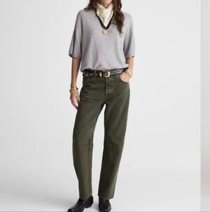 Madewell The Darted Barrel Leg Button Fly Jean Size 28 Mossy Umber Green EUC